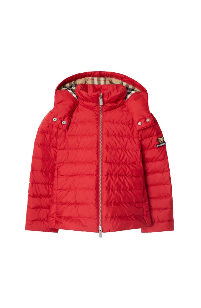 Burberry Hooded Puffer Jacket, Main, color, Poppy Red