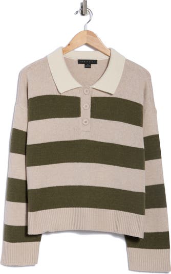 Stripe Rugby Polo Sweater