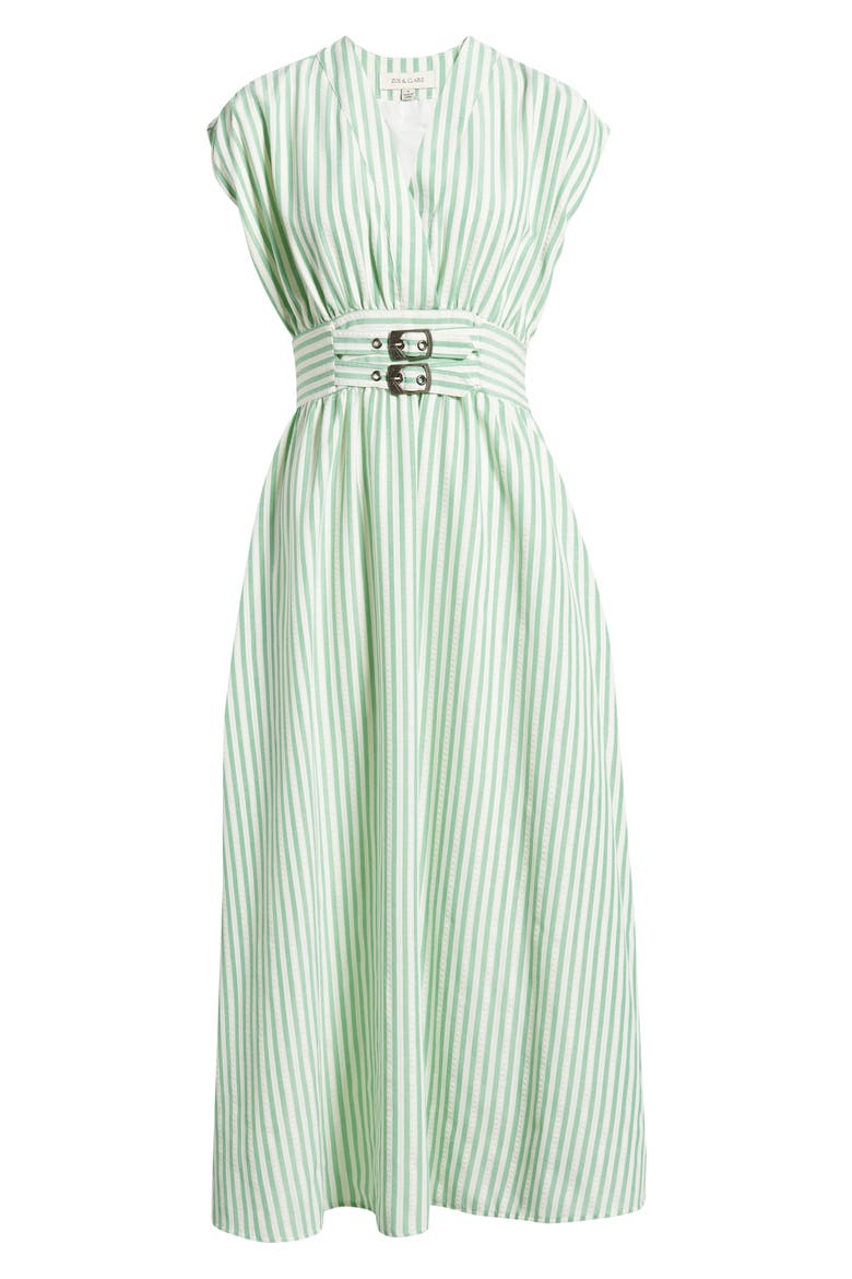Stripe Fit & Flare Midi Dress, Alternate, color, GREEN