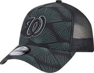 New Era Men's New Era  Black Washington Nationals 9FORTY A-Frame Trucker Adjustable Hat