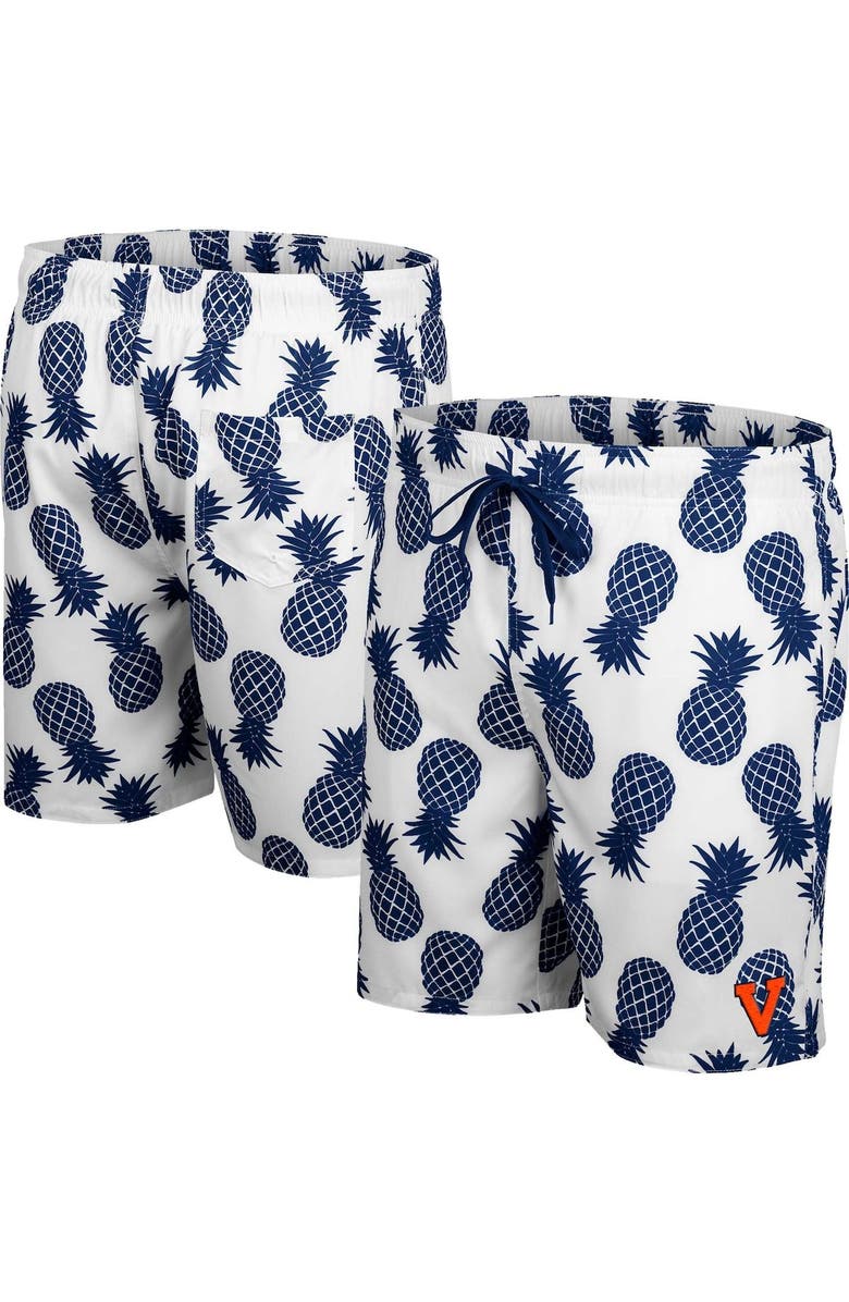 COLOSSEUM Men's Colosseum White Virginia Cavaliers Pineapples Swim Shorts, Alternate, color, White