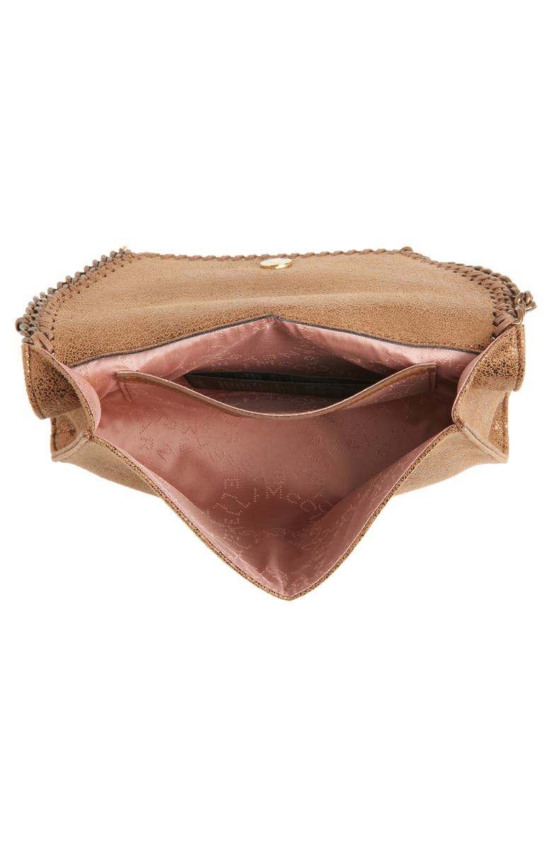 Stella McCartney Falabella Shiny Dot Faux Leather Wallet on a Chain, Alternate, color, Bronze