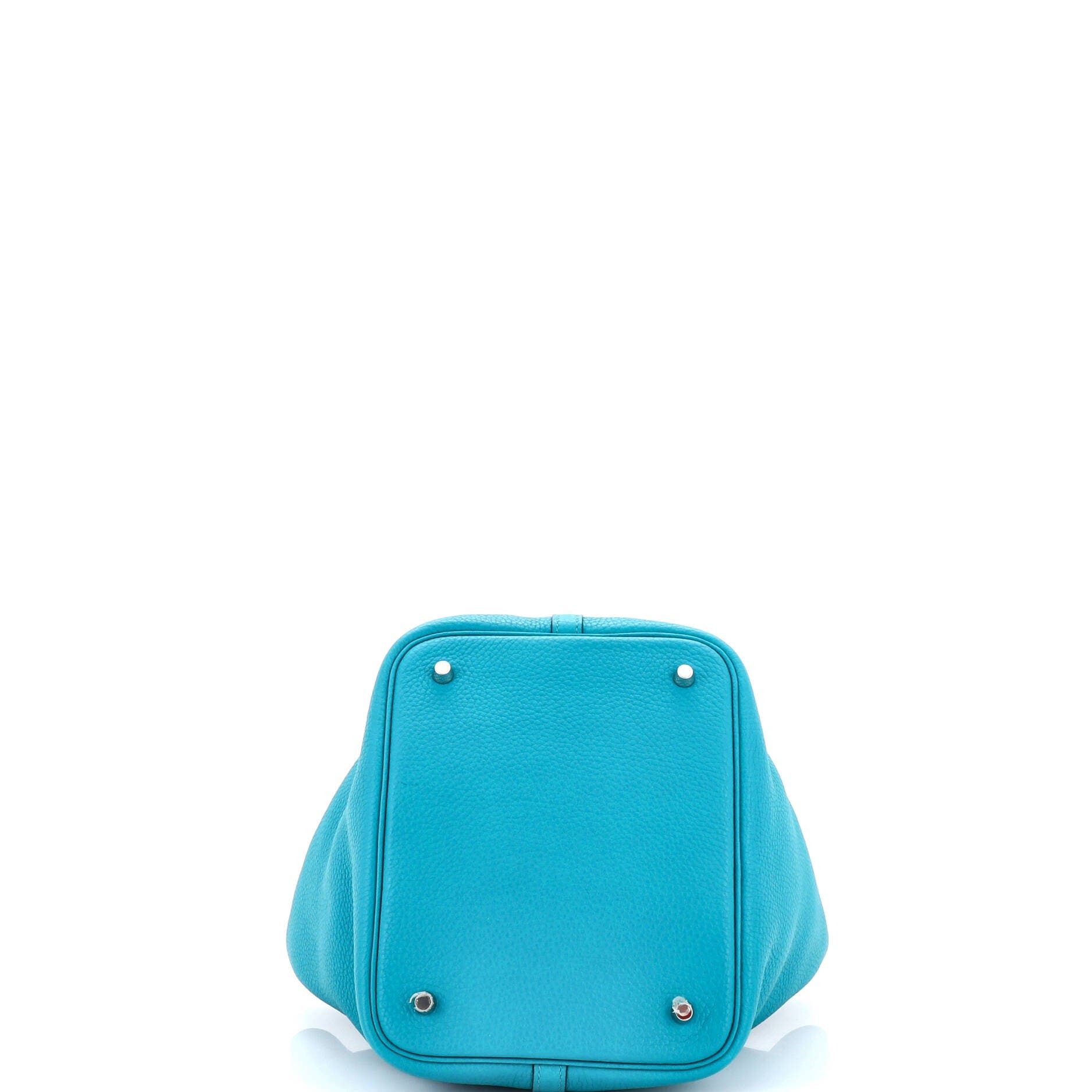 Pre-Owned Hermes Picotin Lock Bag Clemence MM, Alternate, color, Bleu Paon