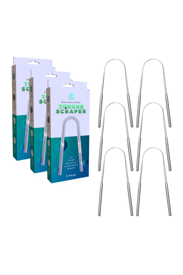 Steel Tongue Scraper For Fresh Breath, Main, color, Silver