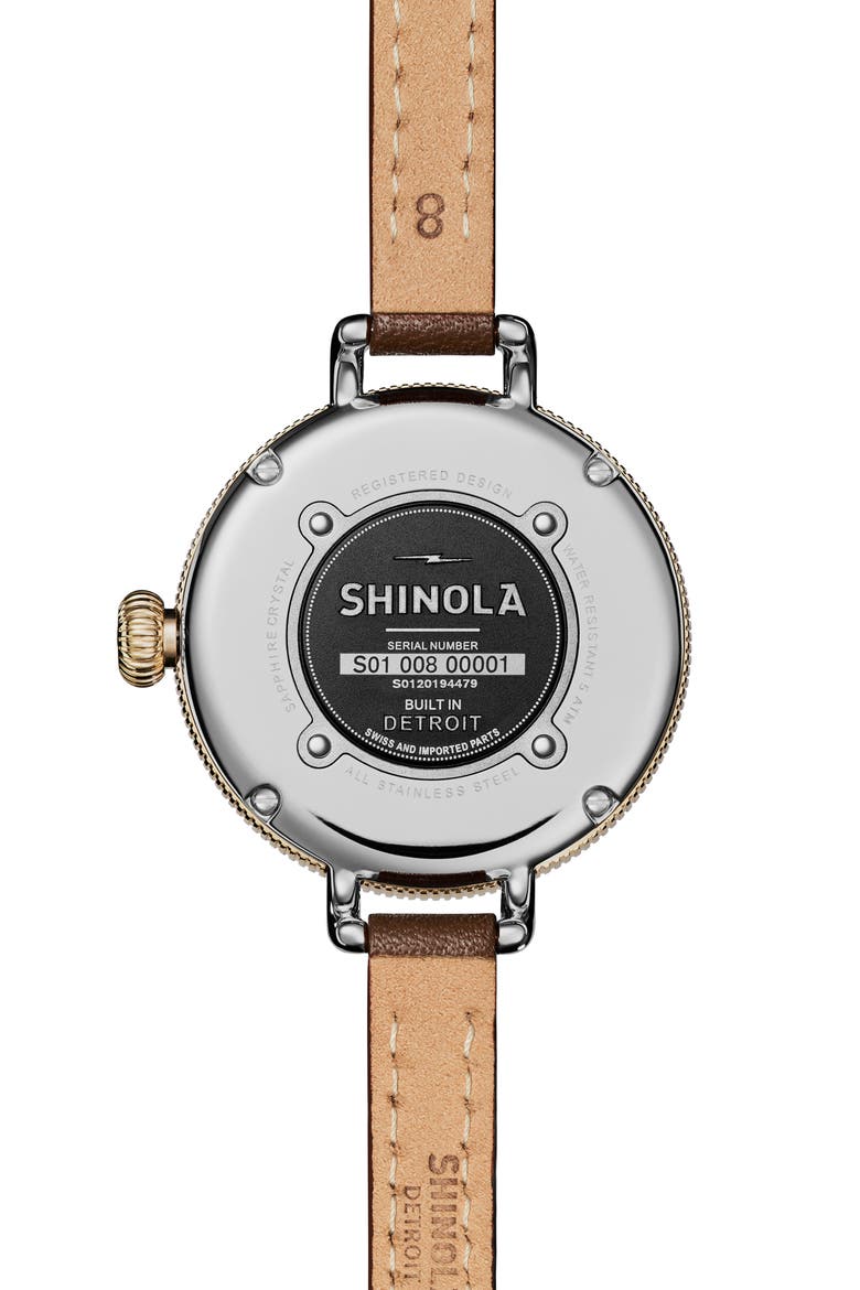 The Birdy Double Wrap Braided Leather Strap Watch, 34mm, Alternate, color, BROWN/ WHITE/ SILVER