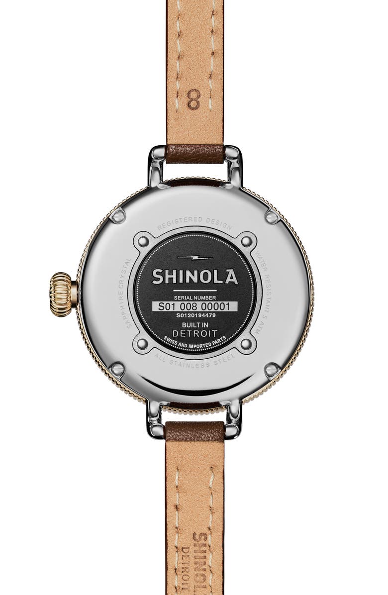 Shinola The Birdy Double Wrap Braided Leather Strap Watch, 34mm, Alternate, color, 
