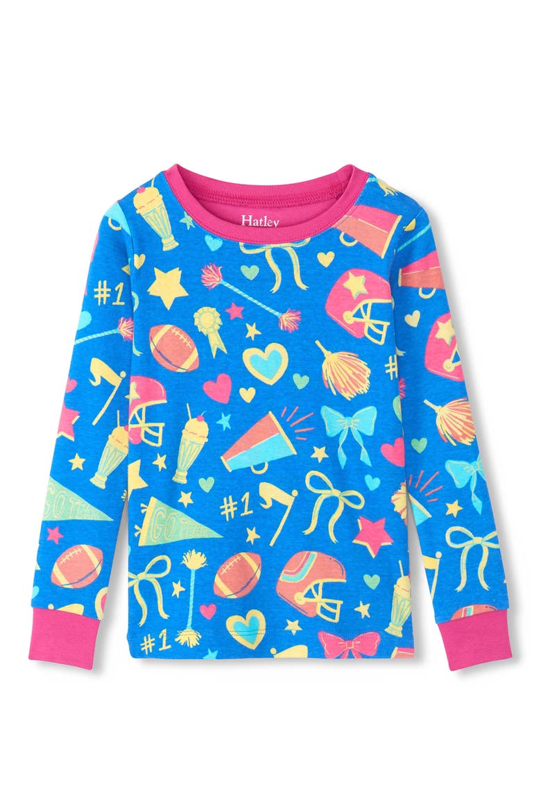 Kids' Cheer Squad Two-Piece Cotton Rib Pajamas, Alternate, color, ROSE VIOLET