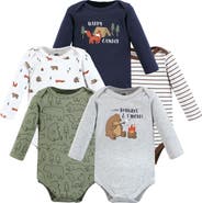 Hudson Baby Everyday Long-Sleeve Cotton Babysuits Bundle of 5