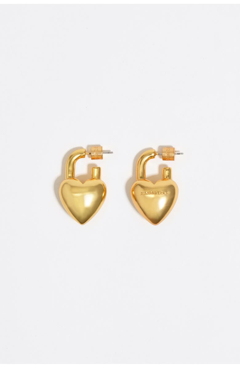 Bimba y Lola Matte Padlock Heart Earrings, Main, color, 