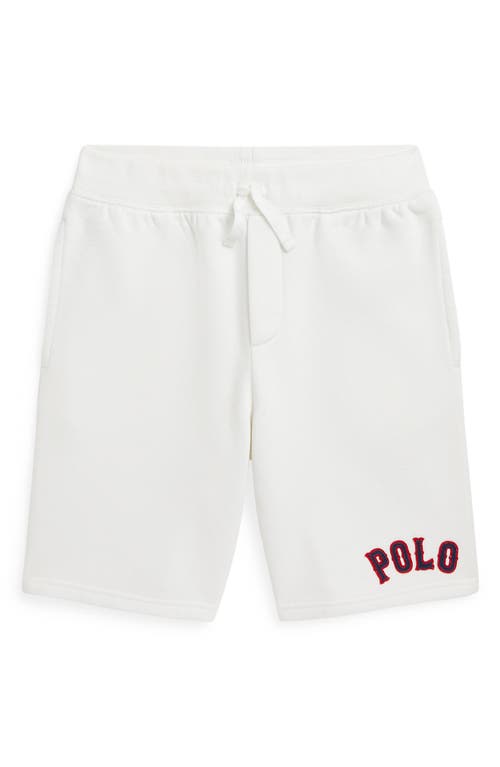 Polo Ralph Lauren Kids' Logo Appliqué Graphic Fleece Shorts In Paper White