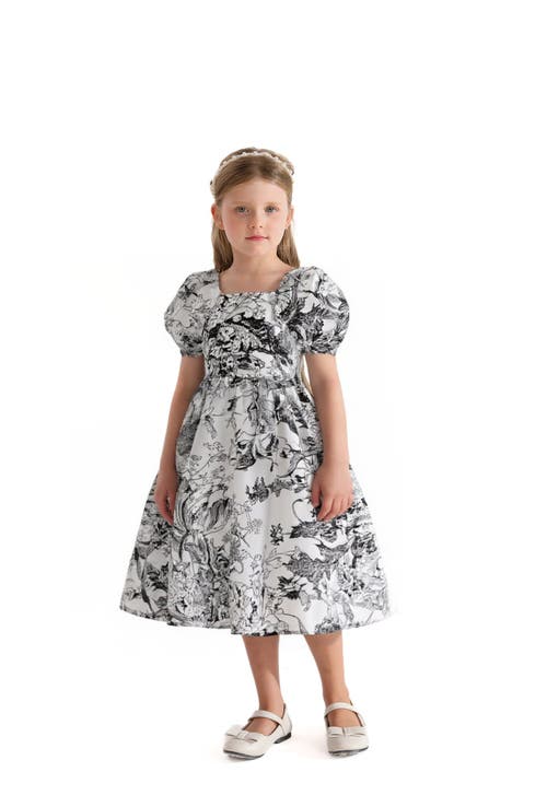 Sweet Cactus Encre Floral Garden Dress In Black