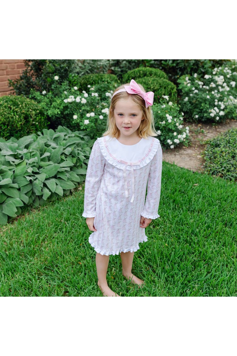 Emersyn Lace Trim Dress, Alternate, color, Easter Bunnies Pink