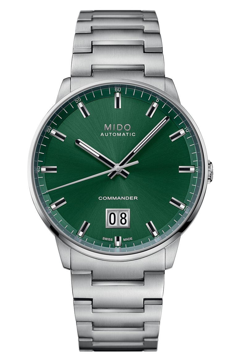 Commander Big Date Automatic Bracelet Watch, 42mm, Main, color, GREEN