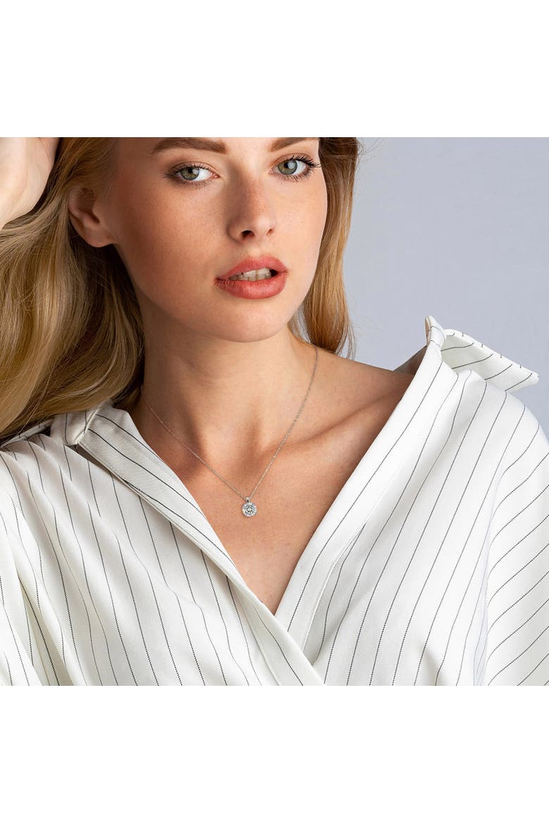 Moissanite Solitaire Pendant Necklace 14k, Alternate, color, 14k White Gold