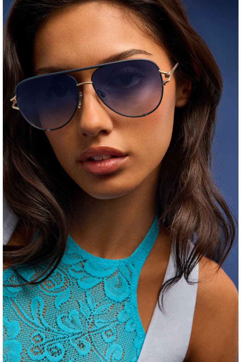High Key Twist 60mm Gradient Aviator Sunglasses, Alternate, color, MATTE NAVY/ NAVY