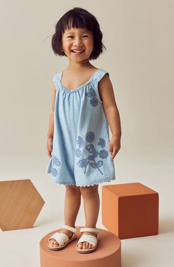Kids' Embroidered Denim Jumpsuit