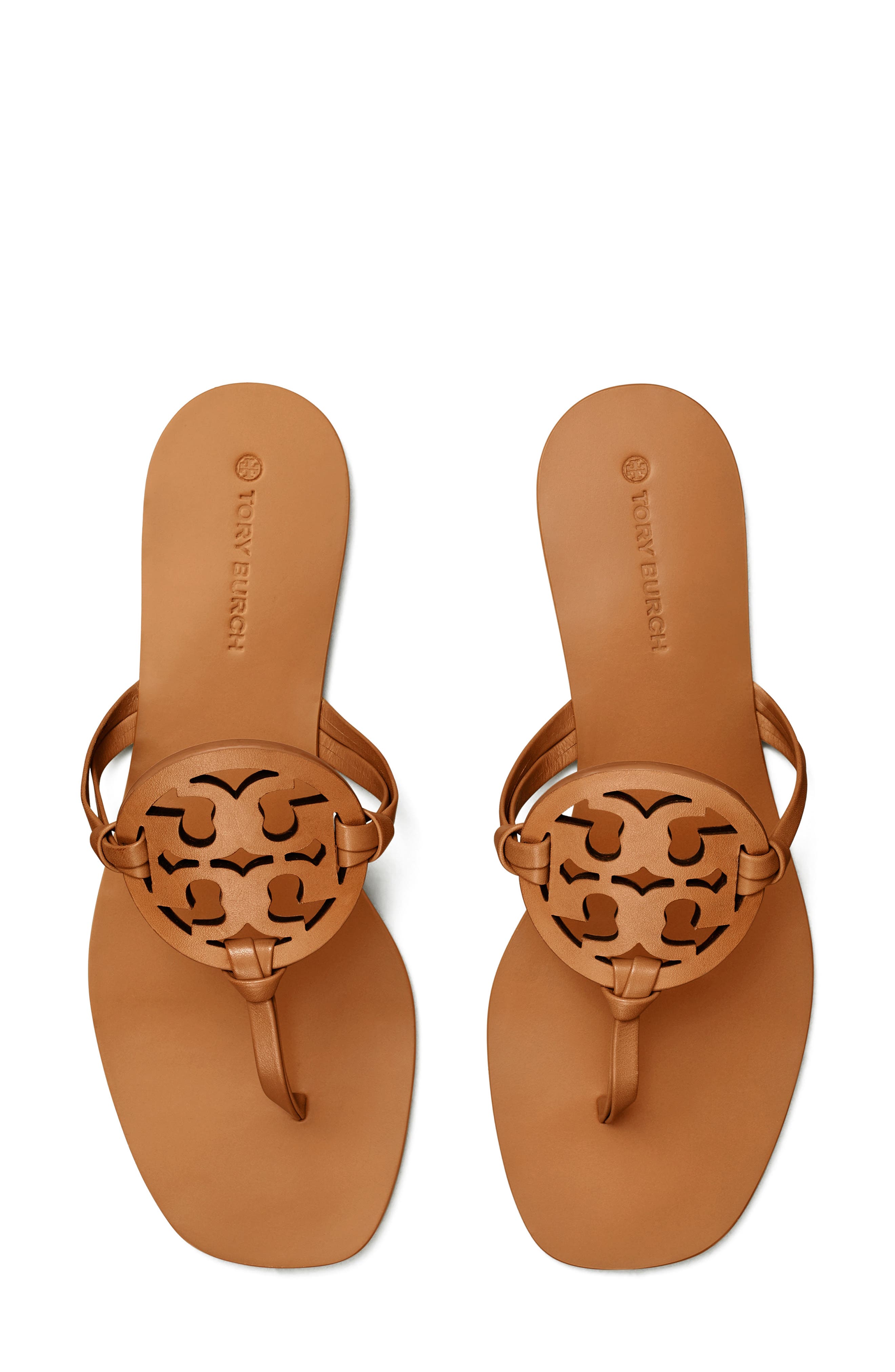 Tory Burch Miller Square Toe Sandal, Alternate, color, Caramel Corn