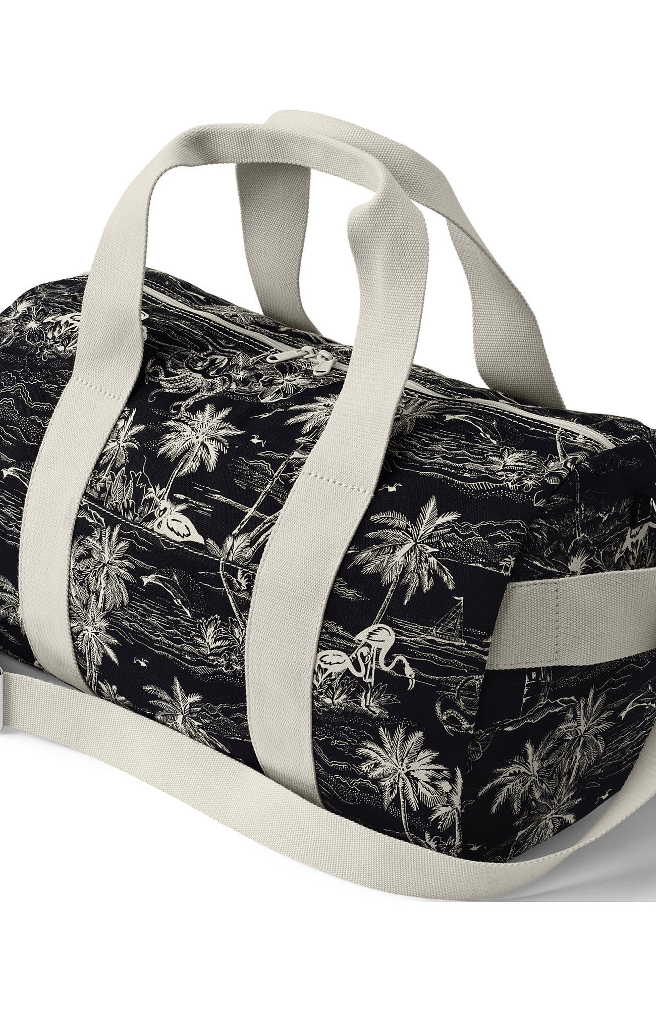 Lands' End Canvas Weekender Duffle Bag, Main, color, Black Tropical Toile