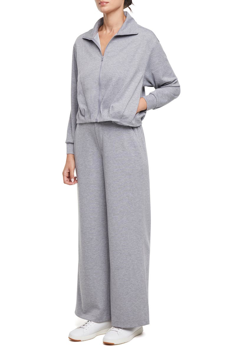 Three Dots Bubble Hem Full Zip Jacket, Alternate, color, Heather Grey