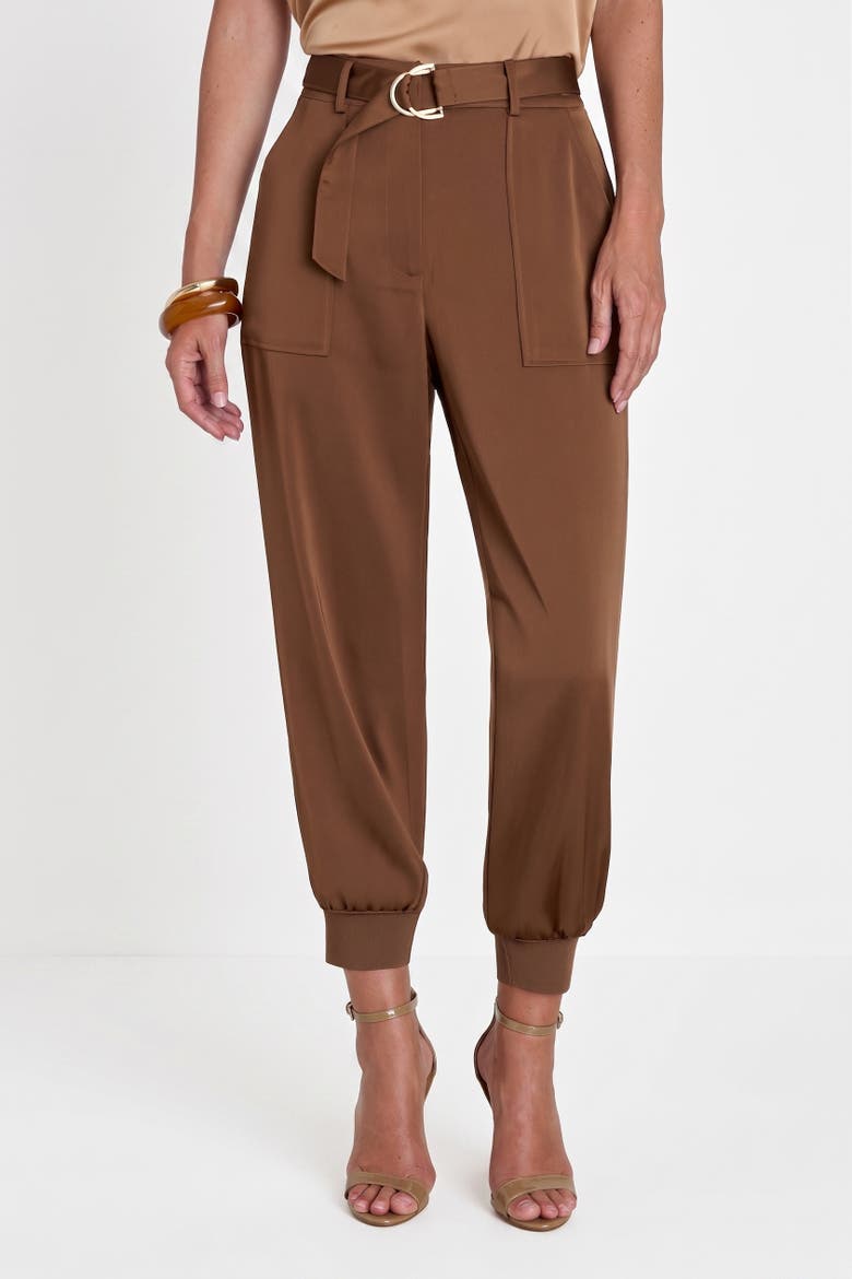 Adrienne Satin Cargo Pant, Alternate, color, Java