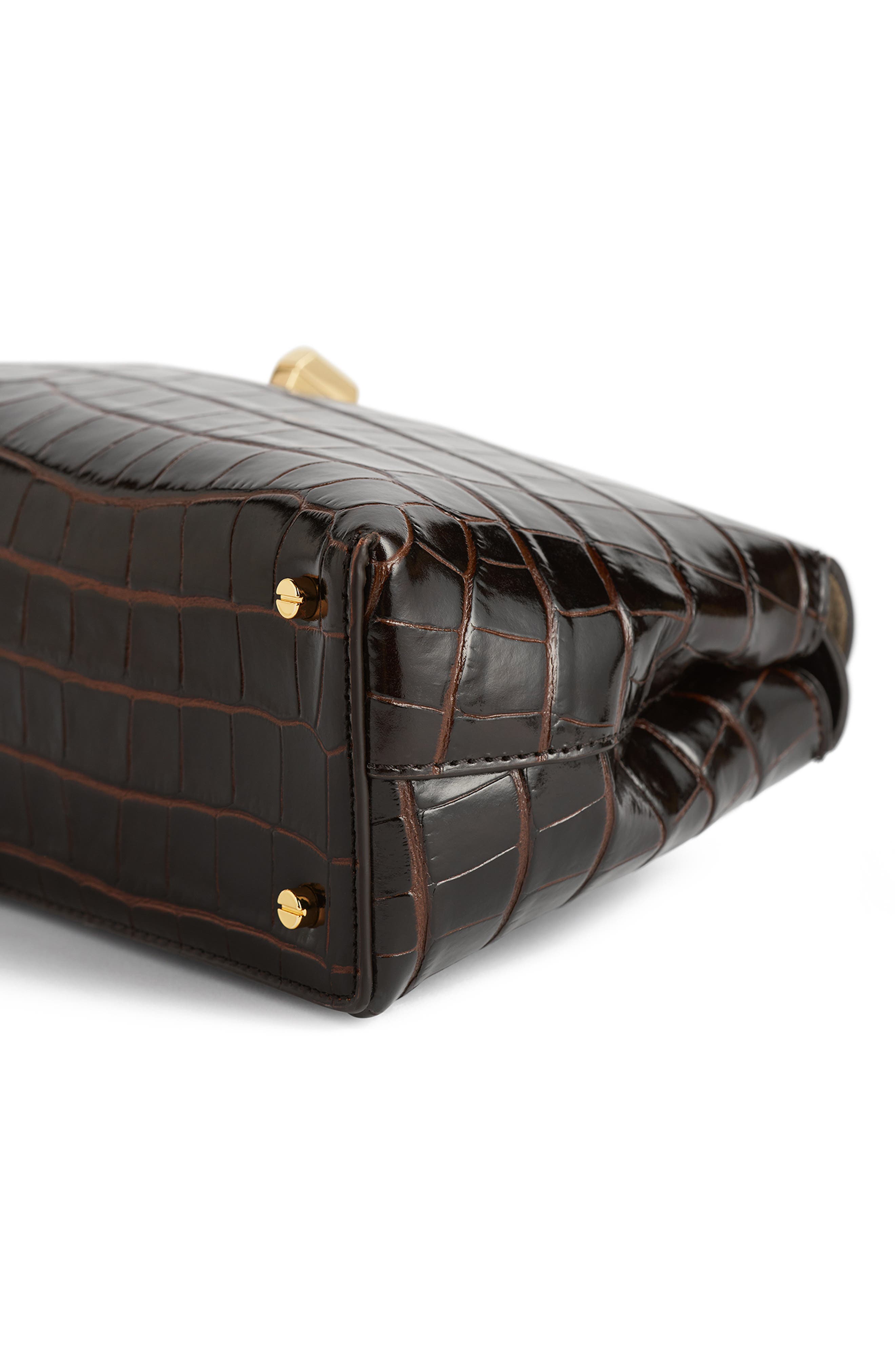 TOTEME T-Lock Croc Embossed Leather Clutch, Alternate, color, Dark Brown