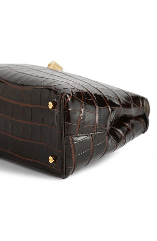 Totême Toteme T-lock Croc Embossed Leather Clutch In Brown