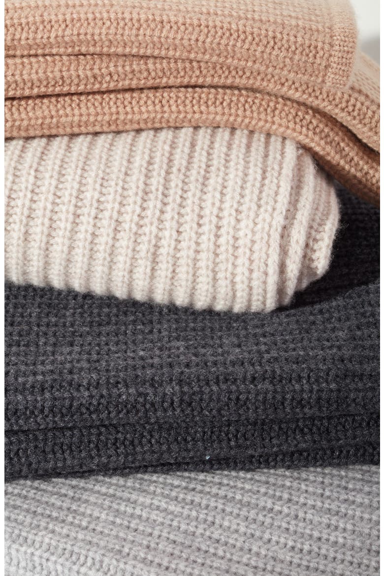 Rib Wool & Cashmere Throw Blanket, Alternate, color, BEIGE BIRCH HEATHER