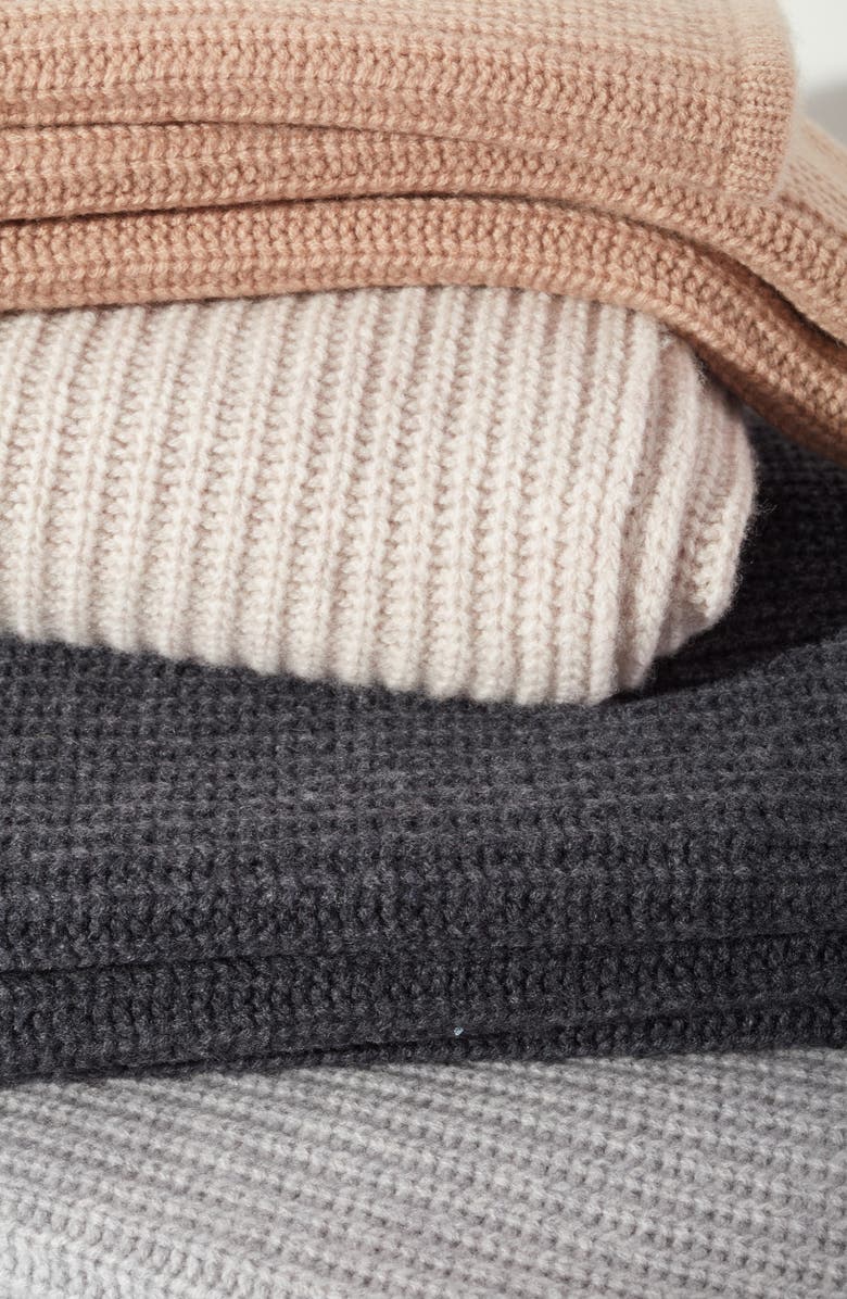 Nordstrom Rib Wool & Cashmere Throw Blanket, Alternate, color, Grey Dove Heather