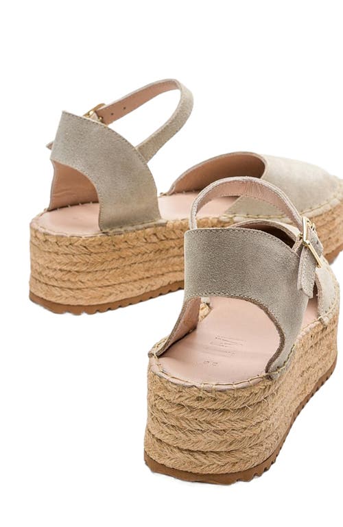 Forever & Always Shoes Viba Leather Esprarille Platform Wedge Sandals In Beige Suede Leather