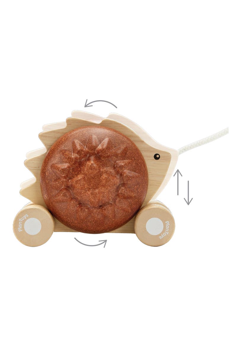 Hedgehog Pull Along Toy, Alternate, color, BROWN