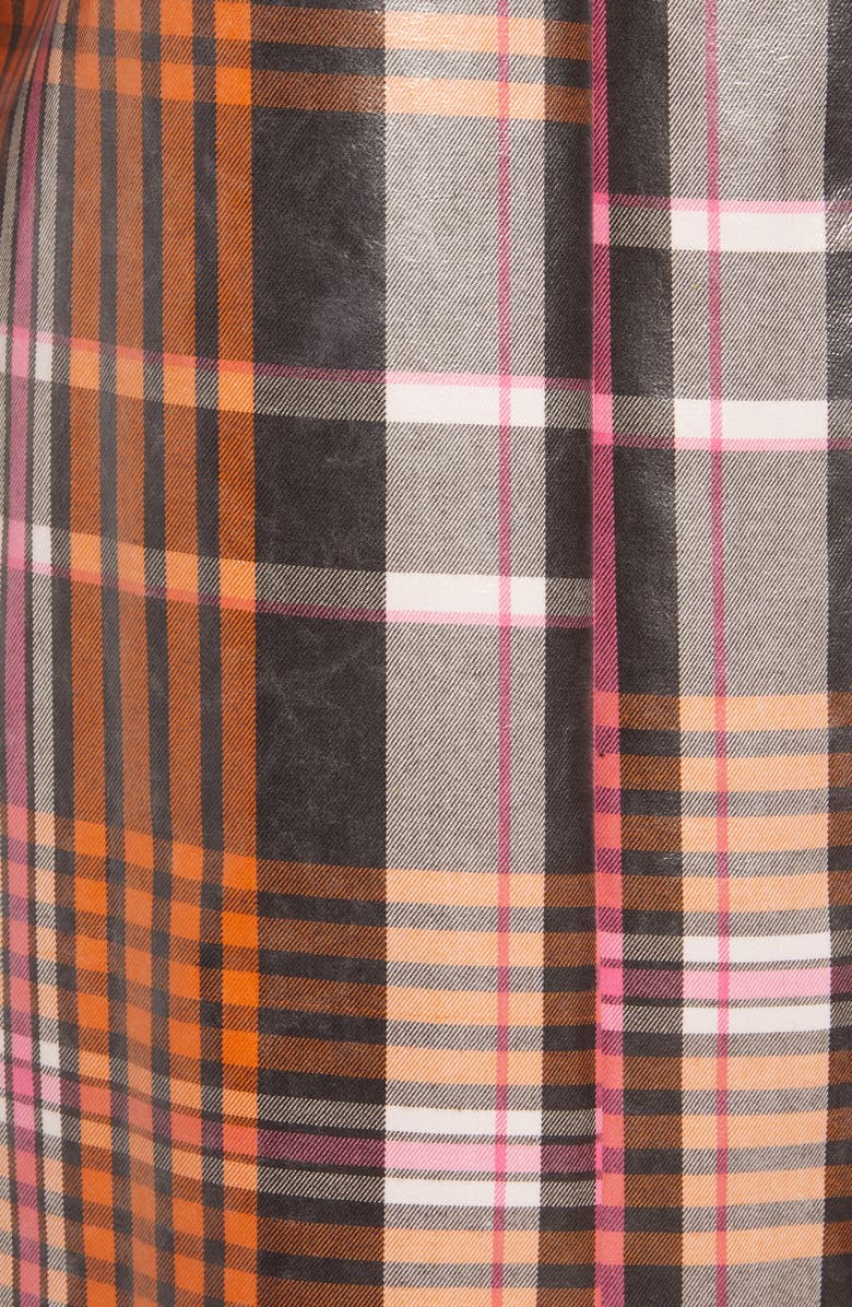 Something Navy Water Resistant Plaid Glossy Trench Coat, Alternate, color,