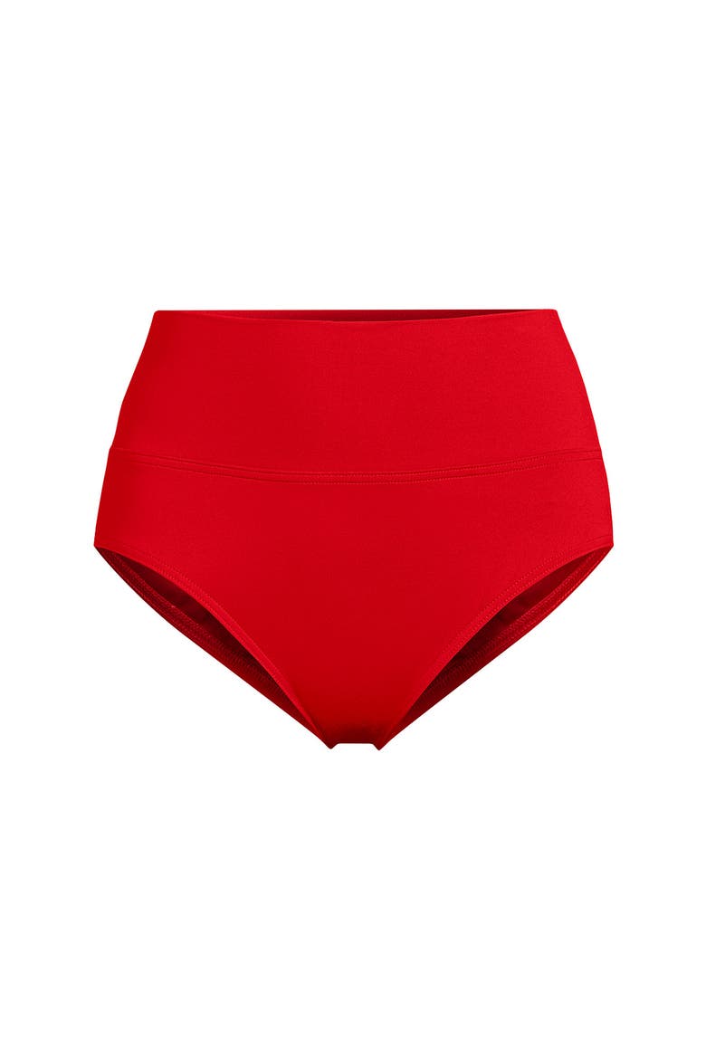 Plus Size Pinchless High Waisted Bikini Bottoms, Alternate, color, Daylily Red