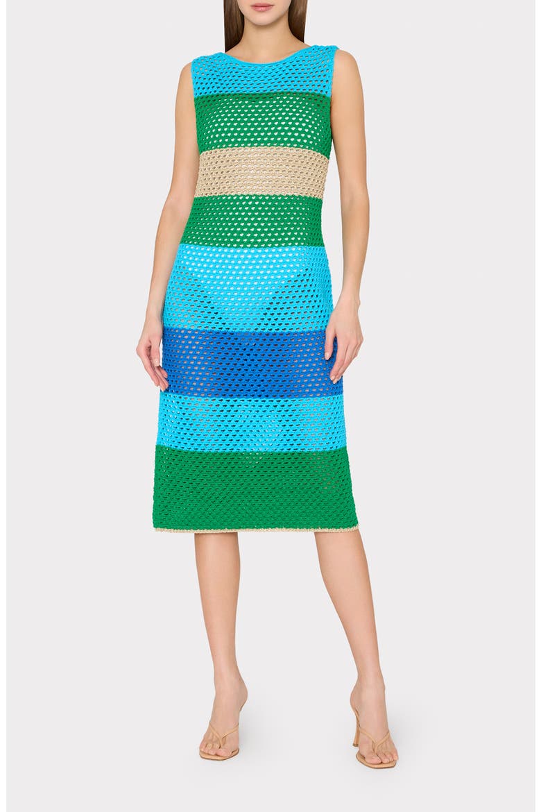 Metallic Semisheer Open Stitch Cover-Up Dress, Alternate, color, BLUE GREEN MULTI