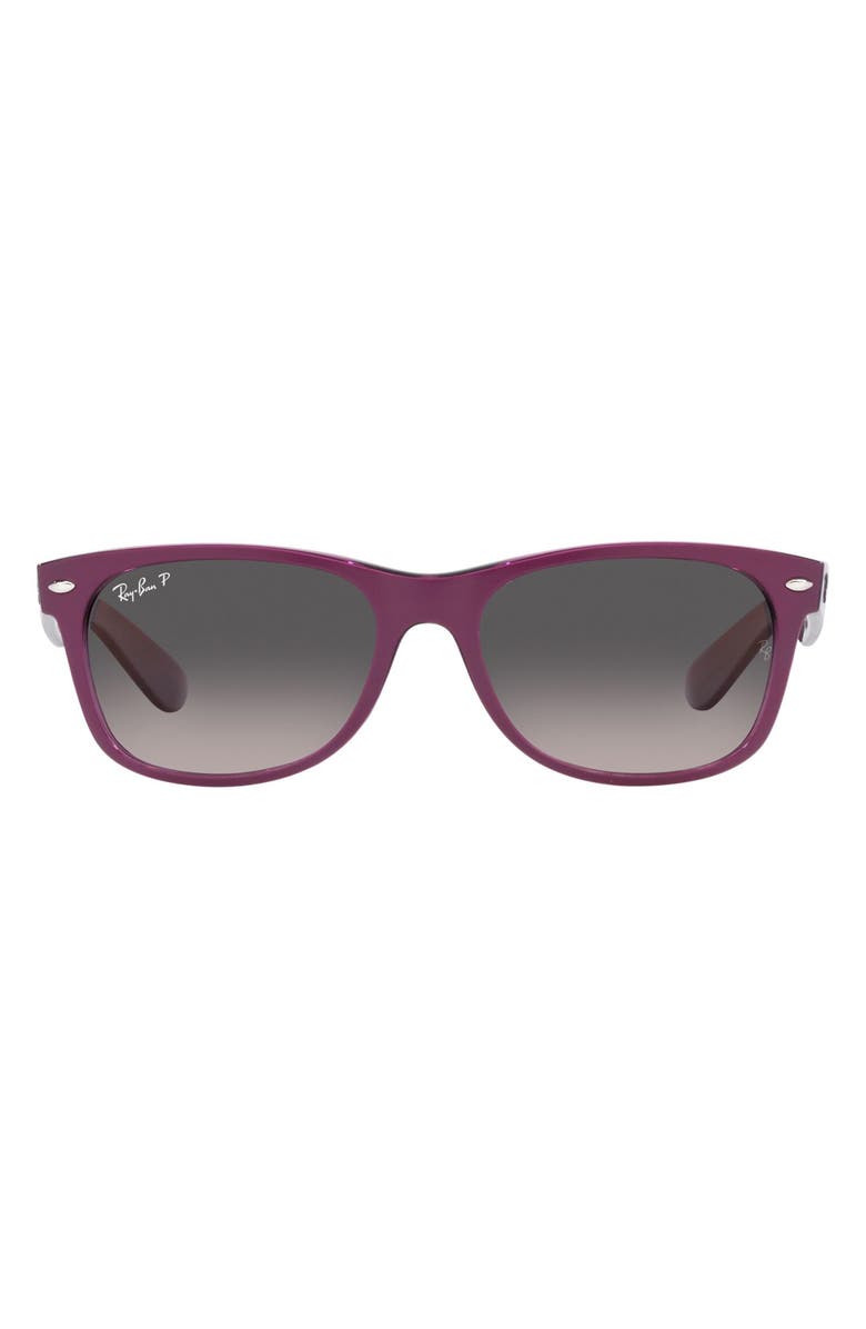 Ray-Ban New Wayfarer 58mm Polarized Square Sunglasses, Main, color, Violet