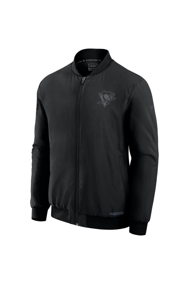 Men's Fanatics Black Pittsburgh Penguins Authentic Pro Road Full-Zip Bomber Jacket, Alternate, color, Black