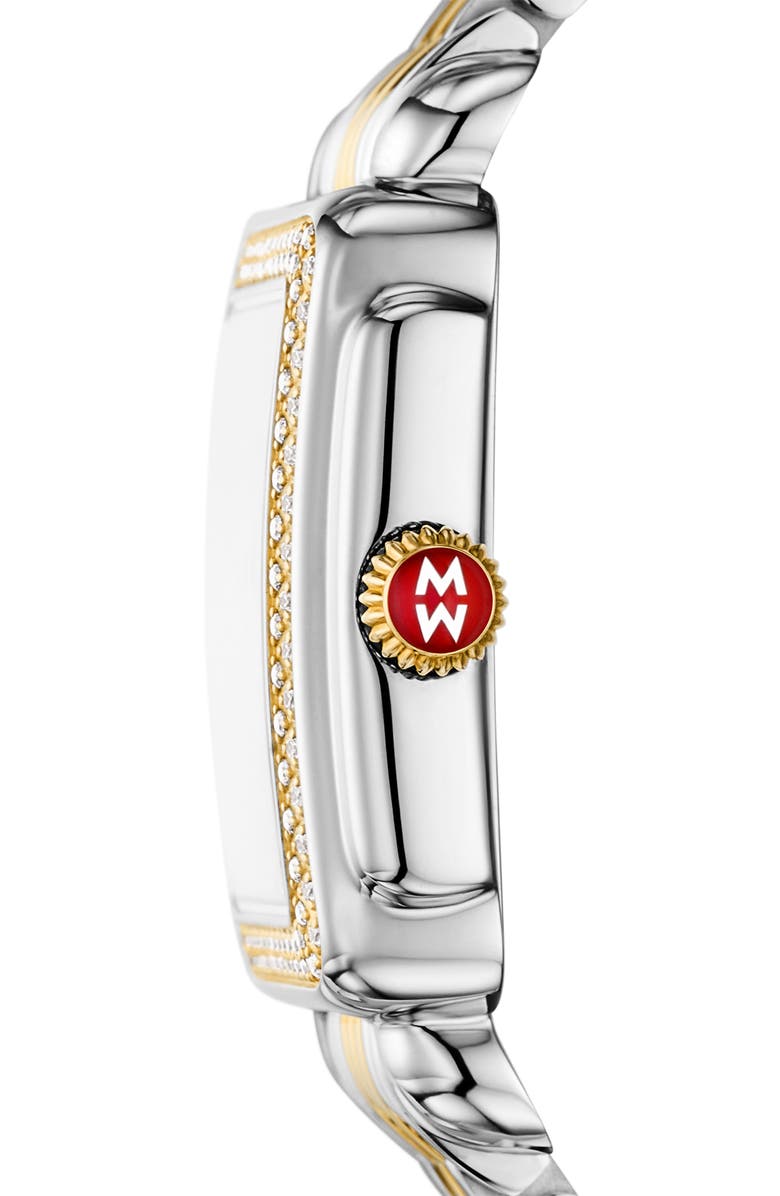MICHELE Mid Deco Madison Limited Edition Two-Tone 18K Gold Plate Diamond Bracelet Watch, 29mm x 31mm, Alternate, color, 