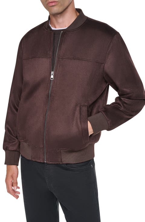Faux Suede Bomber Jacket