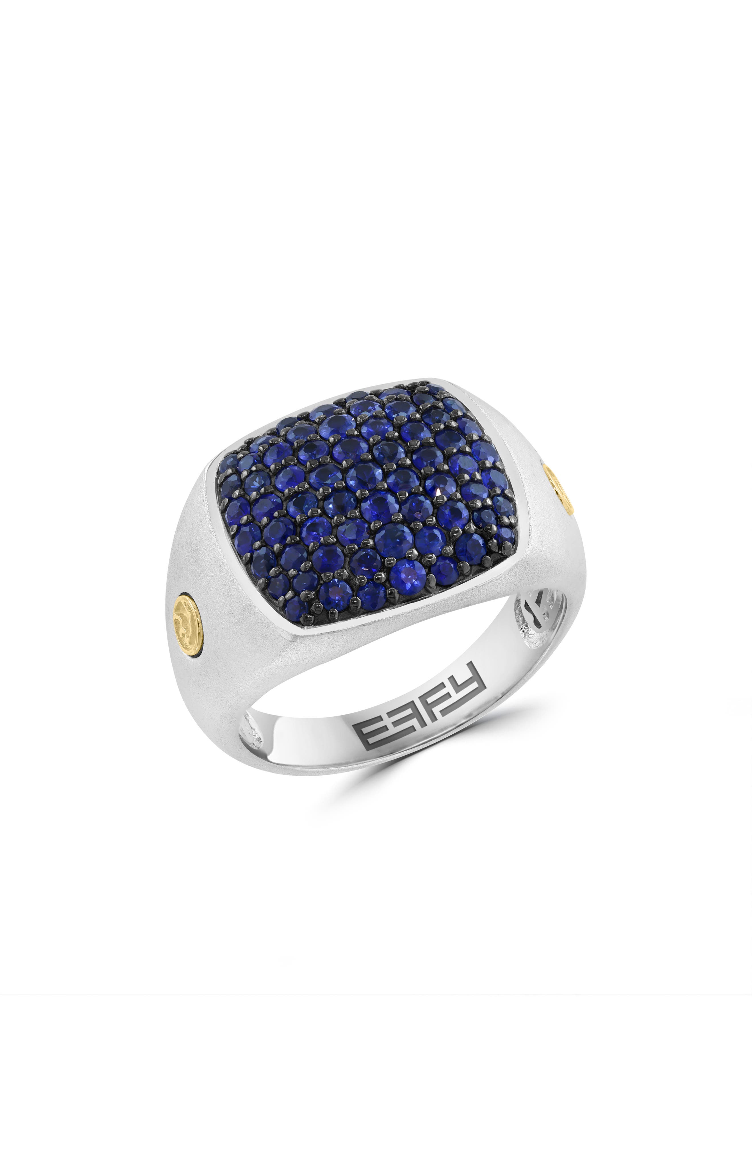 Sterling Silver & 18k Gold Sapphire Signet Ring