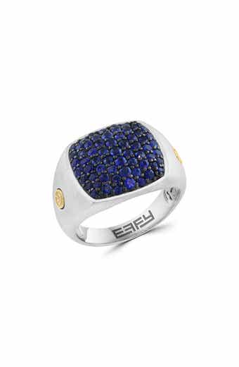 Sterling Silver & 18k Gold Sapphire Signet Ring