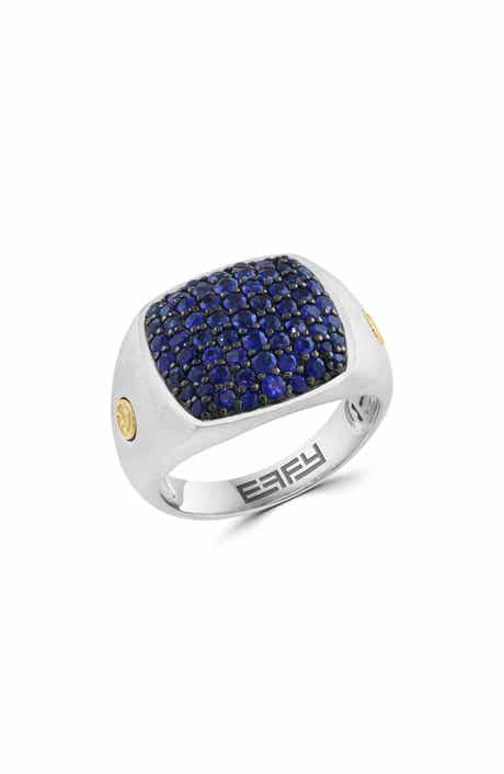 Sterling Silver & 18k Gold Sapphire Signet Ring