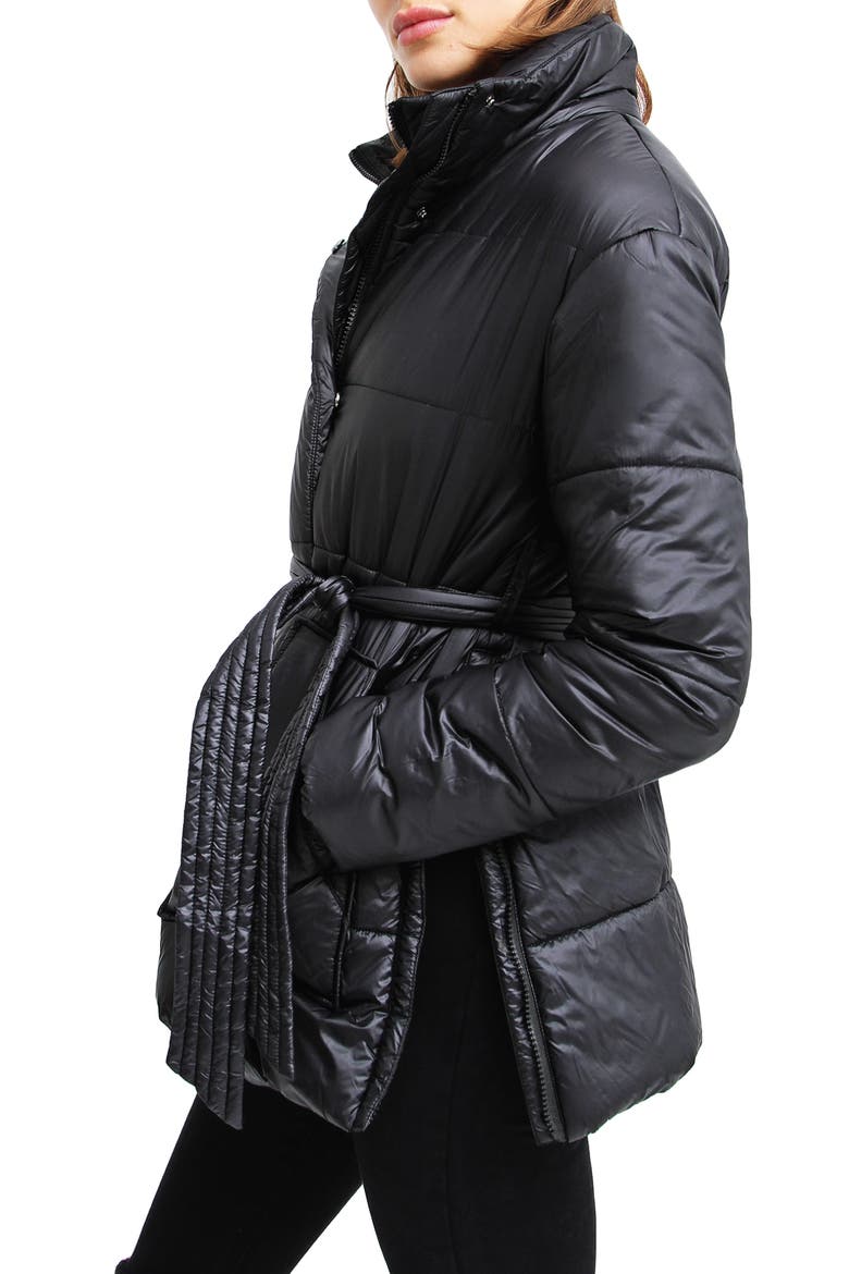 Moonrise Belted Puffer Jacket, Alternate, color, BLACK