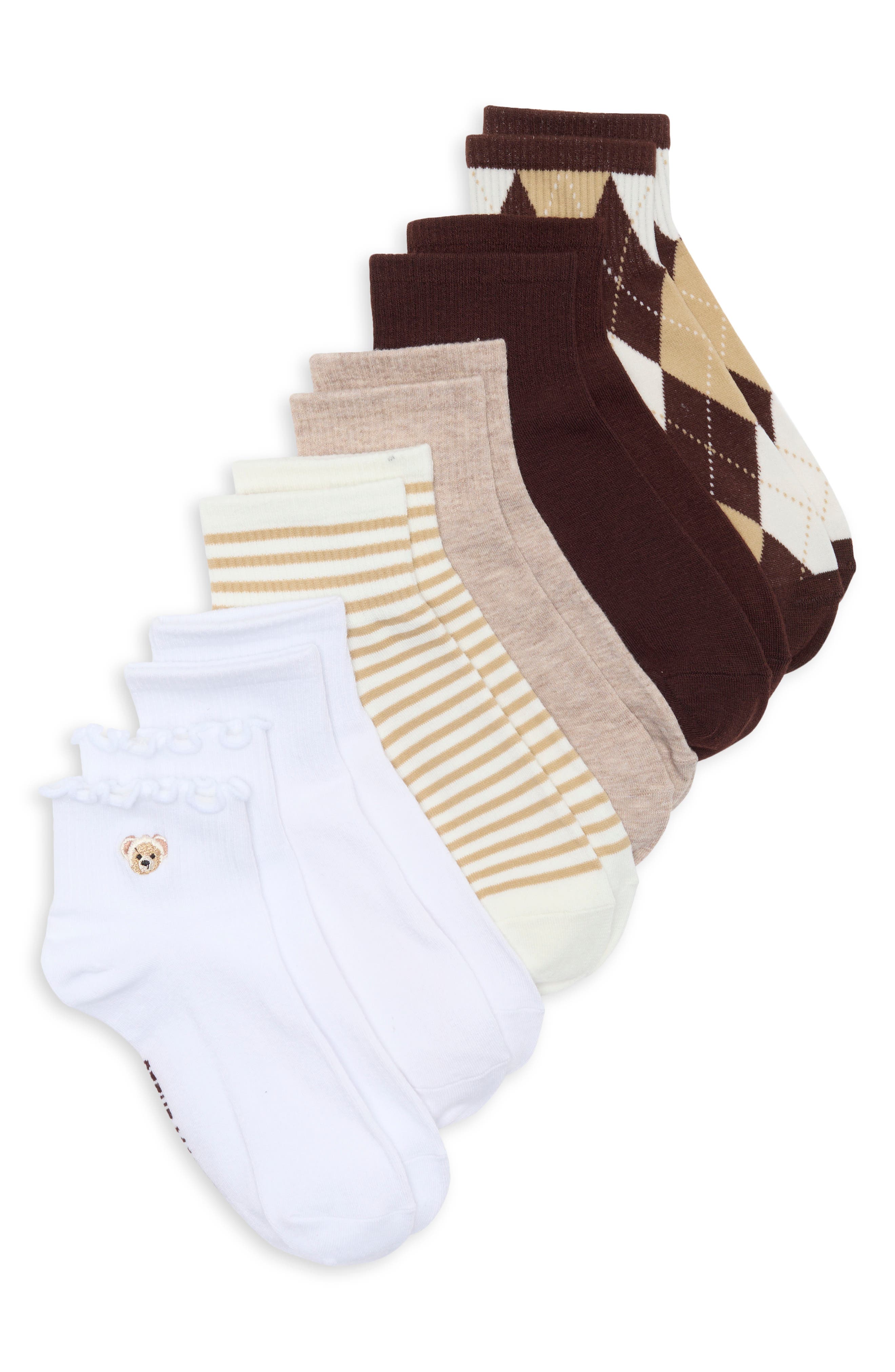 6-Pack Teddy Assorted Ankle Socks