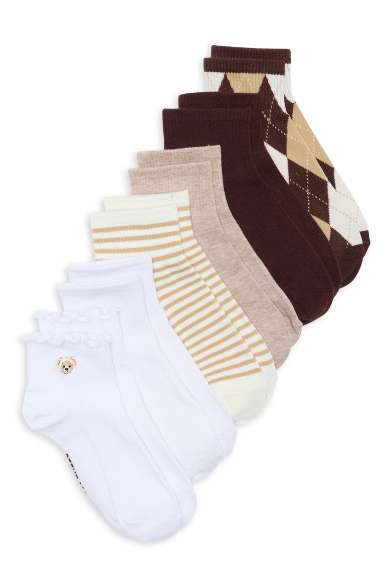 6-Pack Teddy Assorted Ankle Socks, Main, color, WHITE MULTI