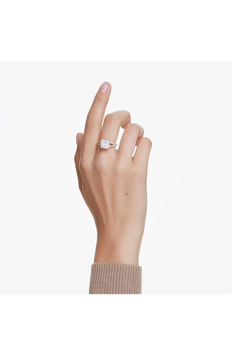 Swarovski Stilla Crystal Cocktail Ring, Alternate, color, White/ Gold