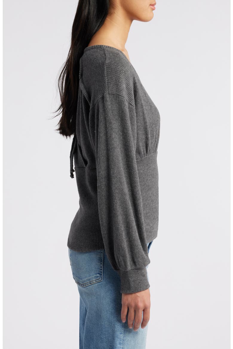 Empire Tie Back Rib Top, Alternate, color, CHARCOAL