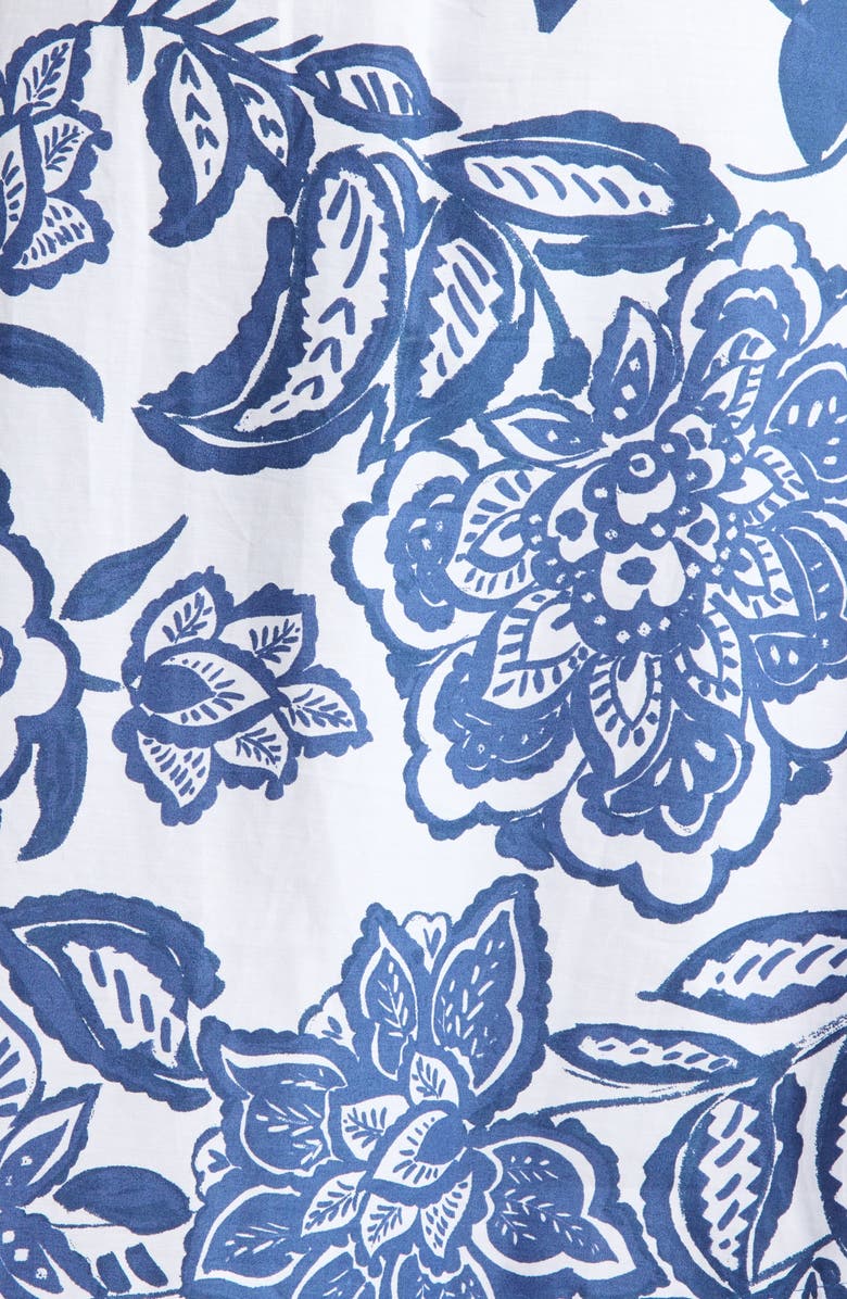 CeCe Floral Smocked Waist Maxi Dress, Alternate, color, Classic Navy