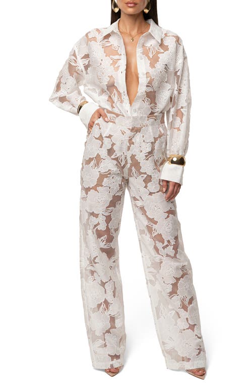Jluxlabel Floral Organza Pants In White