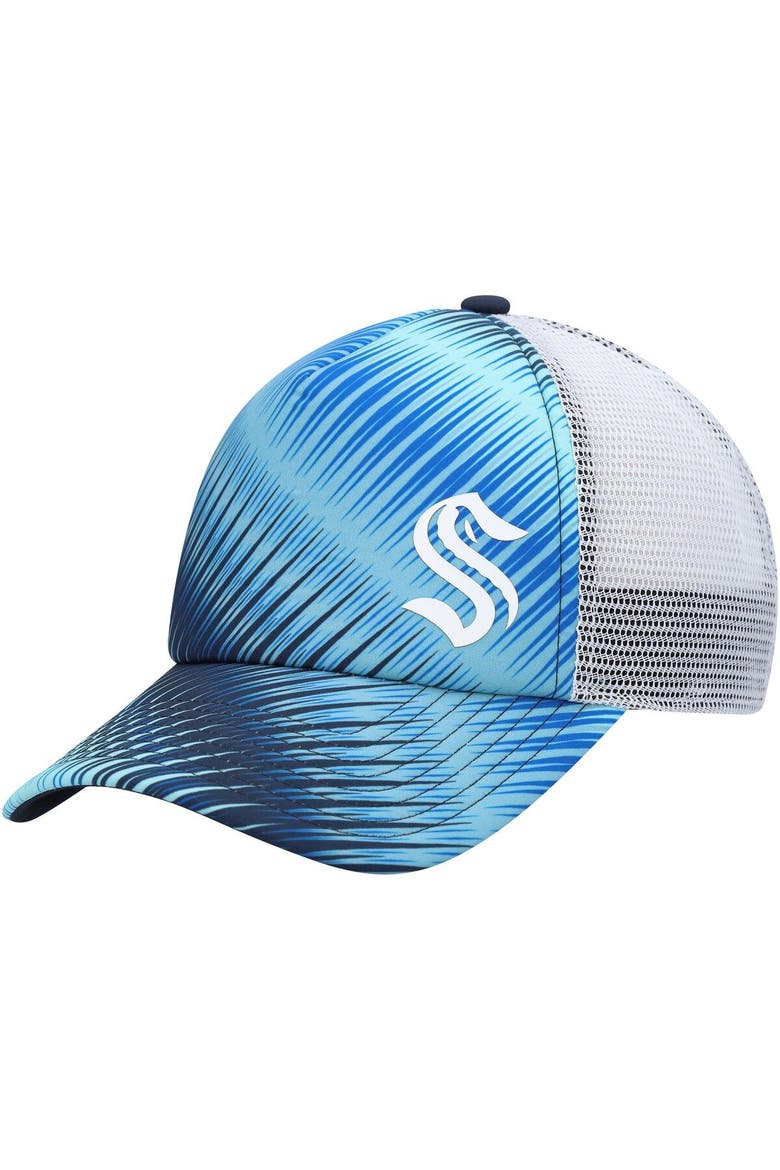 Women's adidas Light Blue/White Seattle Kraken Graphic Foam Trucker Snapback Hat, Main, color, Light Blue