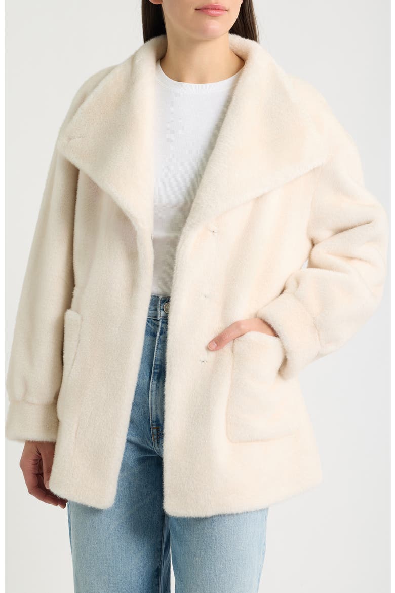 Faux Fur Short Coat, Alternate, color, WHITE