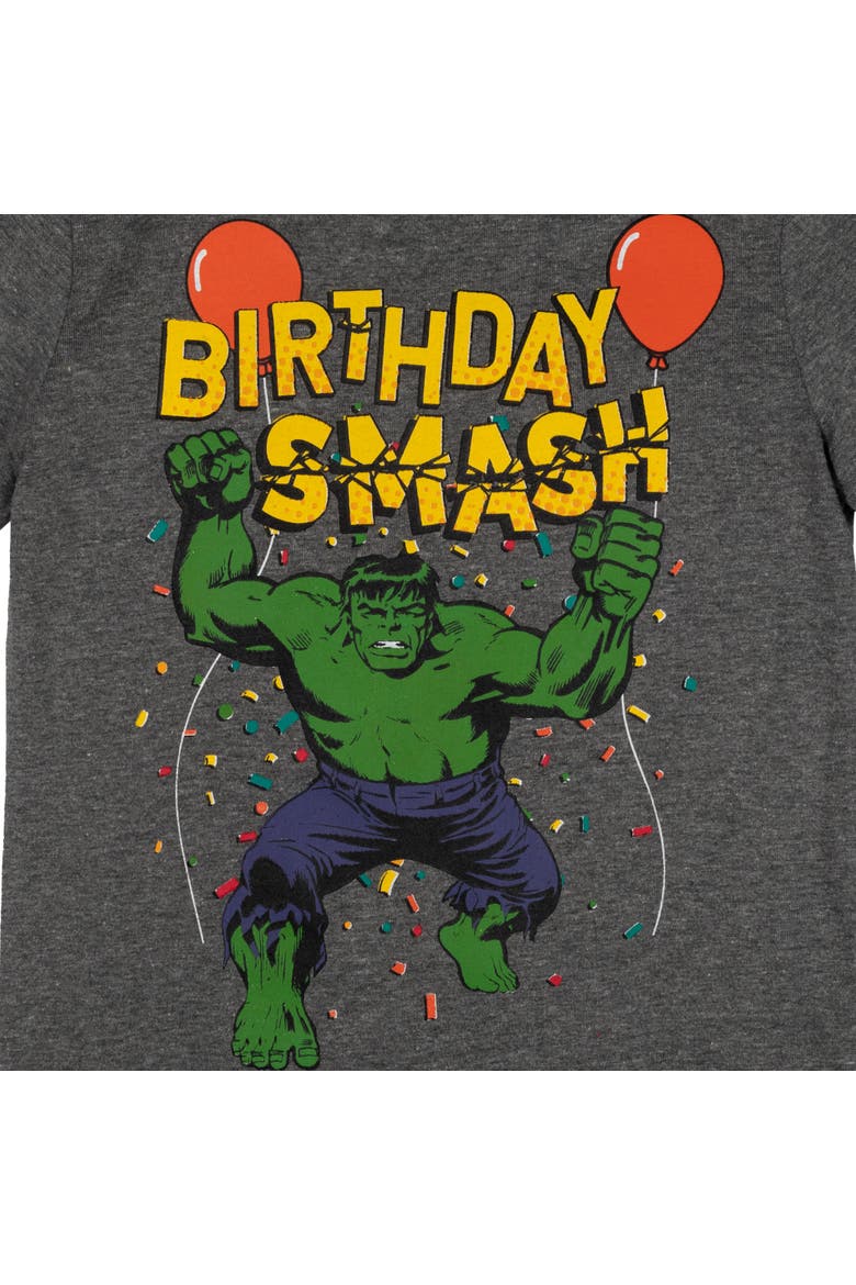 Avengers The Hulk Birthday T-Shirt, Alternate, color, Hulk Charcoal